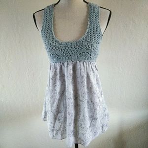 Mine- Crochet A-line tie back babydoll tank sz M